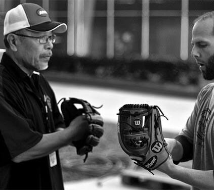 Shigeaki Aso at Spring Training with the SuperSkin Glove