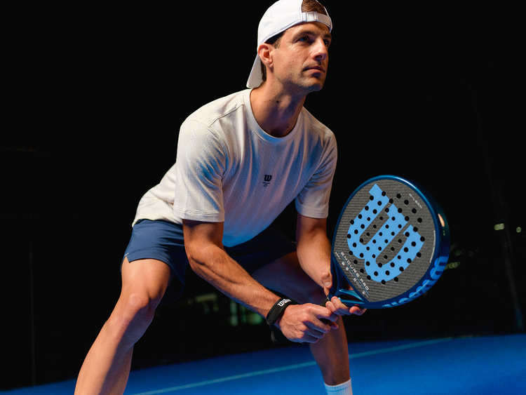 Padel player in ready position with a Wilson Endure racket