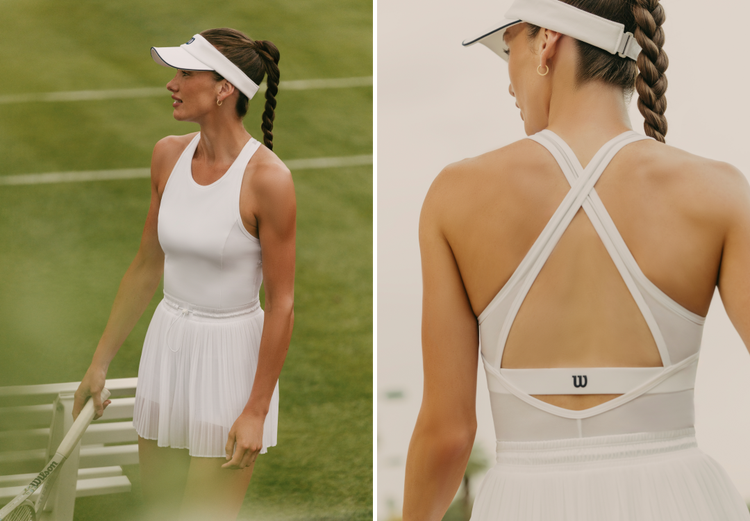 Tennis whites on grass court