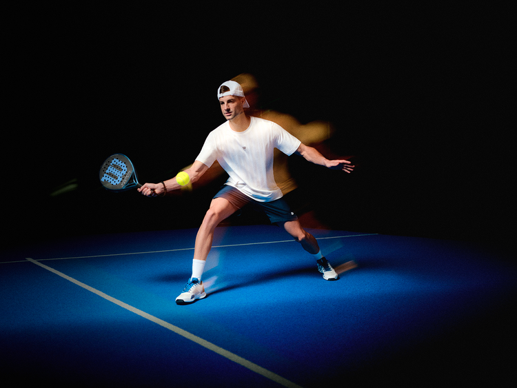 Athlete on the padel court plays with a Wilson Endure racket