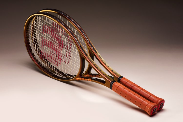 Two pro staff racquets lying on side