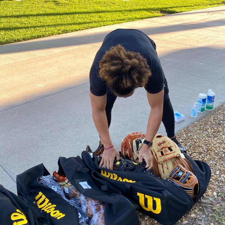 Jahmai Jones grabbing his gloves