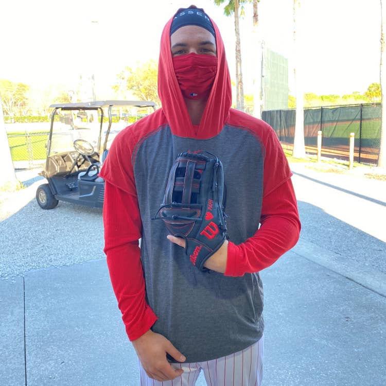 aaron nola with his glove