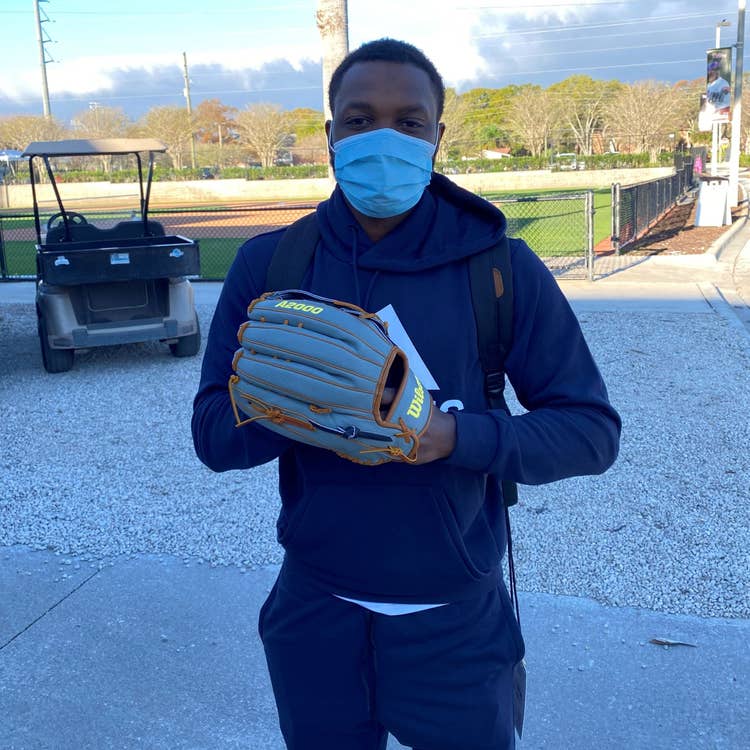 MLB player with glove