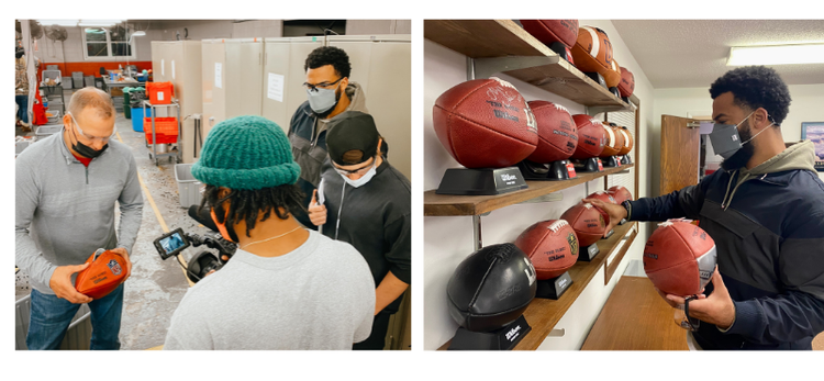 the footballs on display at the factory