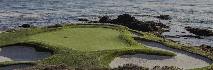 wide photo of golf green and ocean