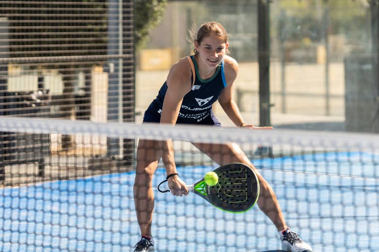 Alix Collombon playing padel with a Wilson racket