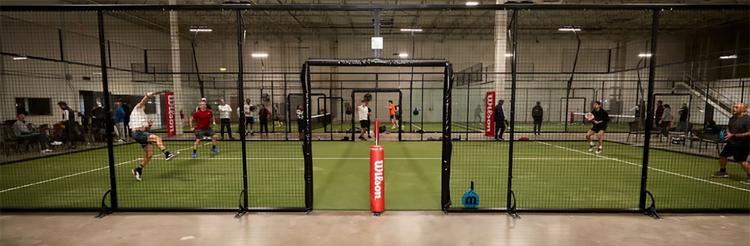 Banner image showing people playing padel