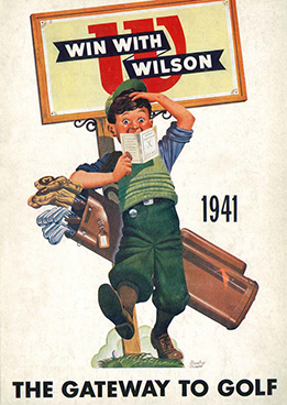 1941 Wilson golf ad showing a caddy and a scorecard