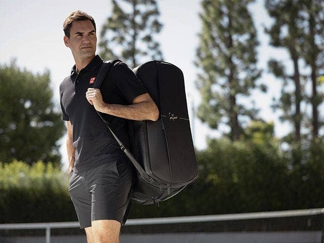 Roger Federer with new Wilson RF Collection Bag