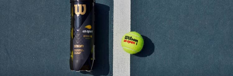 Tennis balls on court