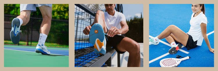 Wilson padel and tennis shoes on court