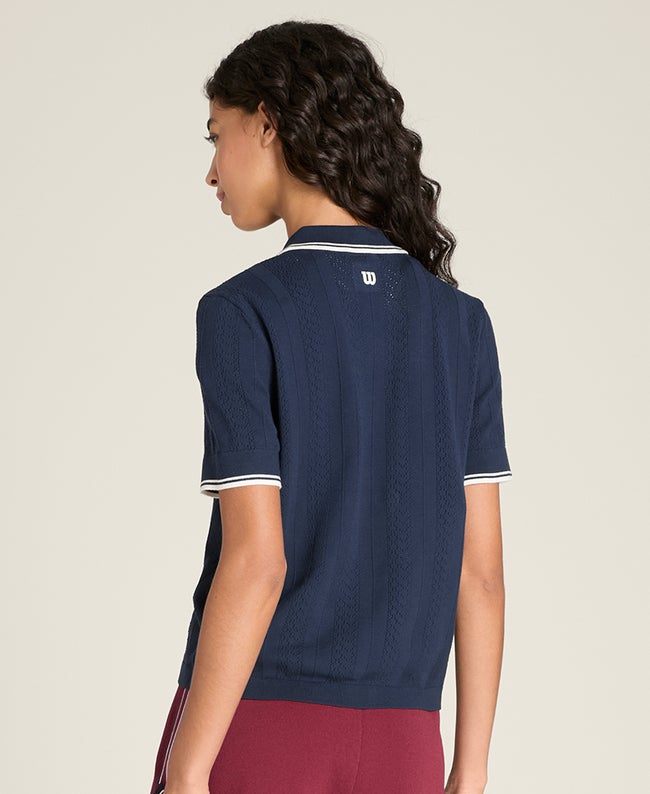 Classic Navy Addison Knit Pointelle Polo Shirt | Wilson Sporting Goods