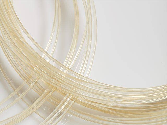 Close up of tennis strings