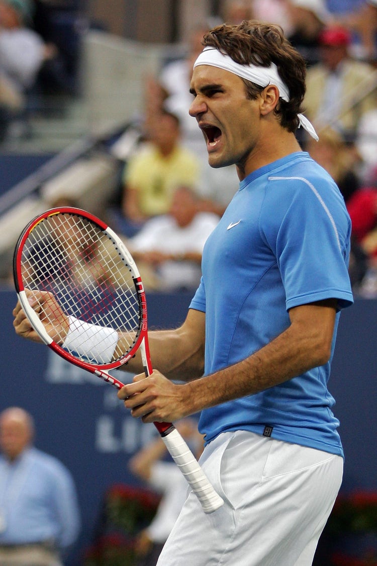 Roger Federer celebrating