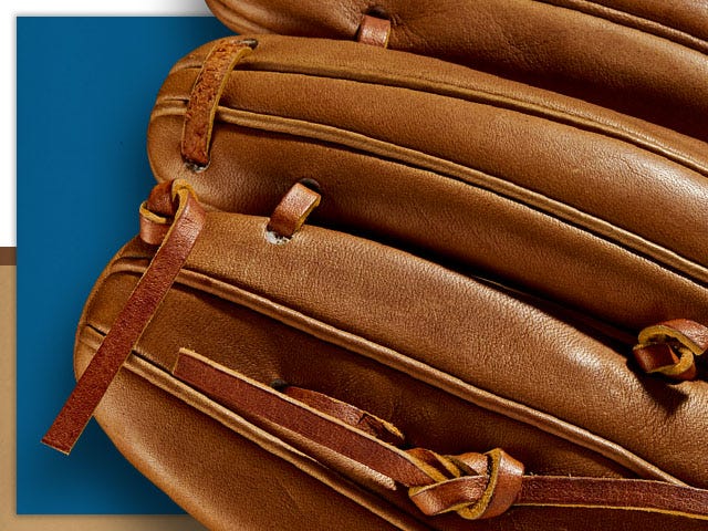 detail of brown baseball glove