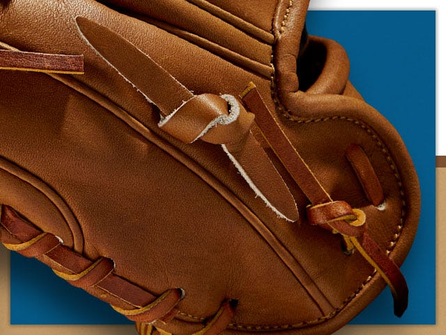 detail of brown baseball glove